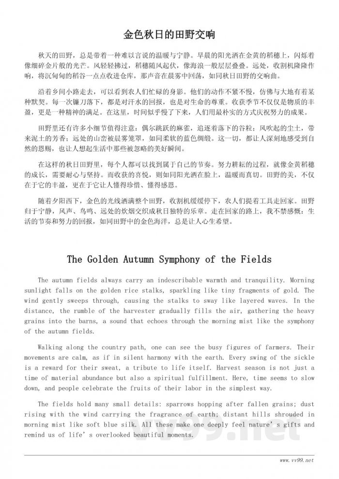 秋日田野的散文写景：一场关于收获与希望的旅程