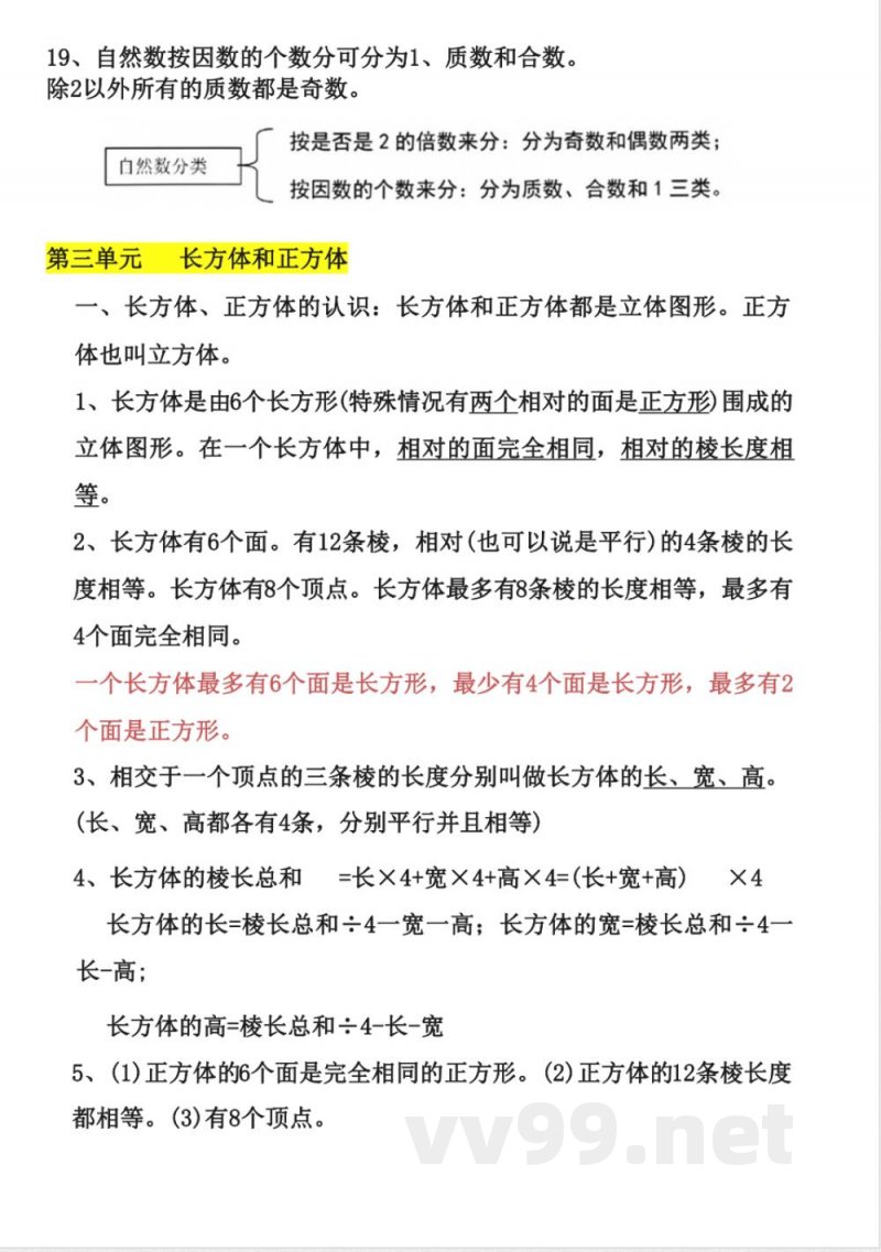 五年级下册数学 五年级数学下册知识点 五年级下册数学 五年级数学下册知识点