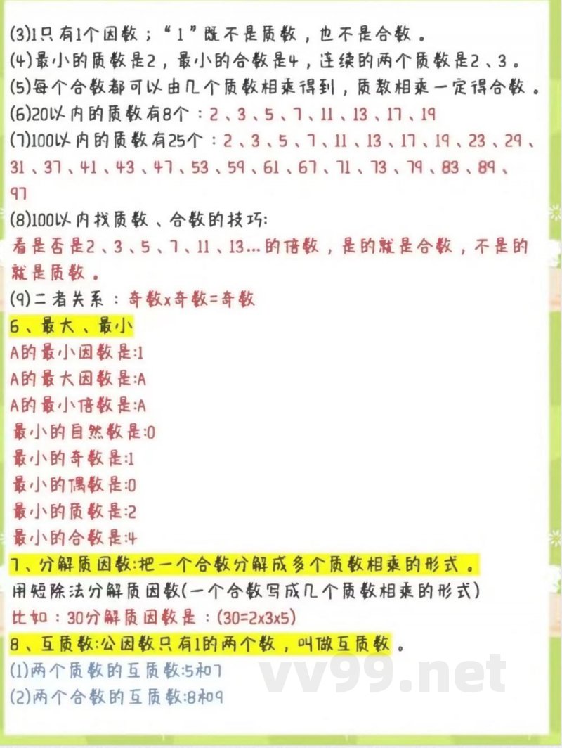 五年级数学下册知识点