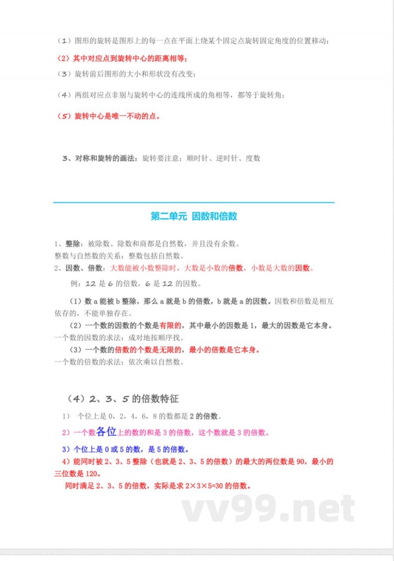 人教版五年级下册数学知识点预习