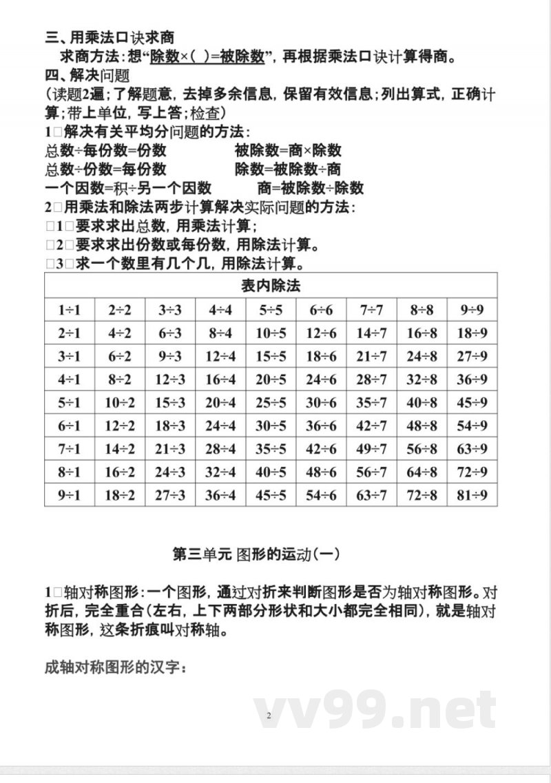 人教版数学二年级下册知识点归纳总结 人教版数学二年级下册知识点归纳总结