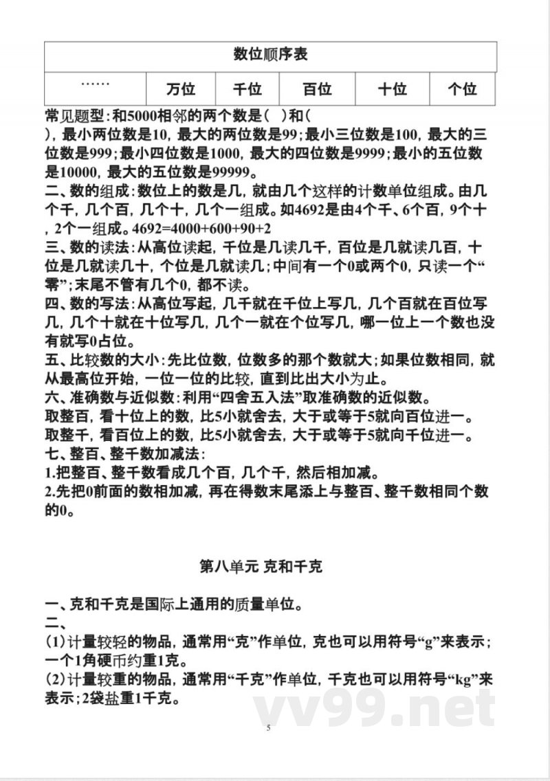 人教版数学二年级下册知识点归纳总结 人教版数学二年级下册知识点归纳总结
