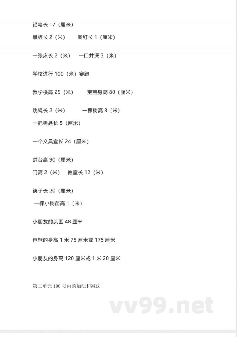 人教版数学二年级上册知识点汇总