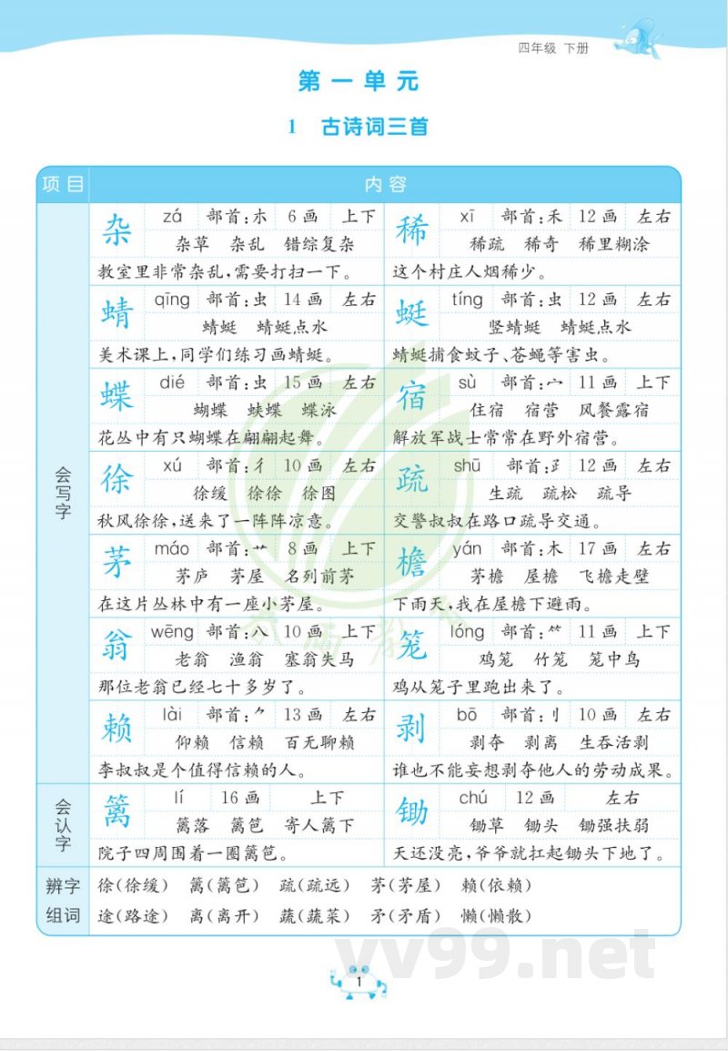 四年级下册语文知识点总结