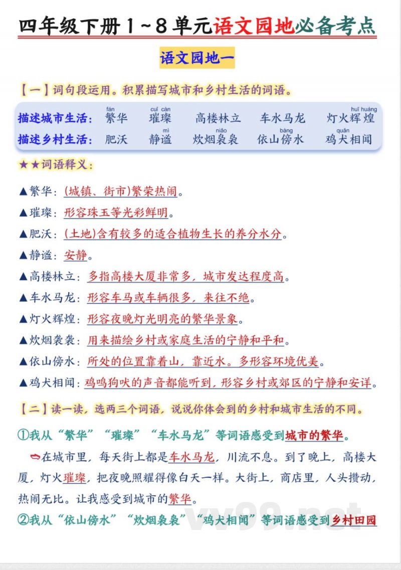 四年级下册语文园地知识点总结(1)