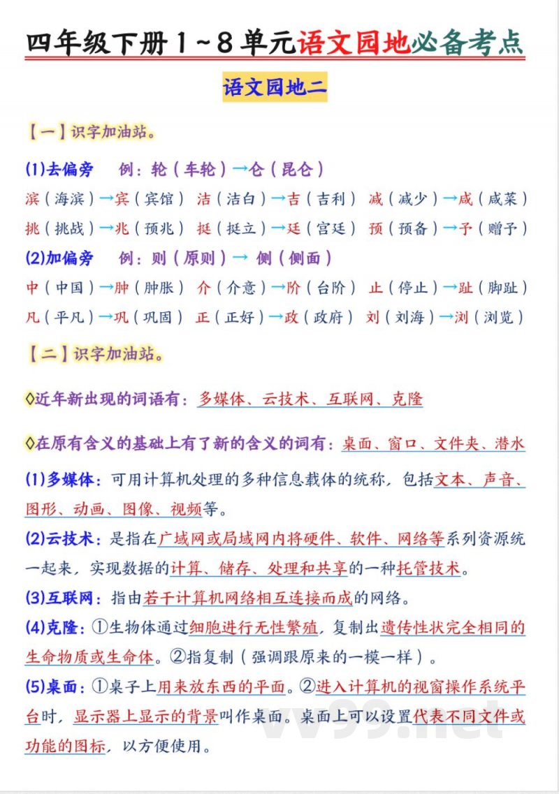 四年级下册语文园地知识点总结(1)