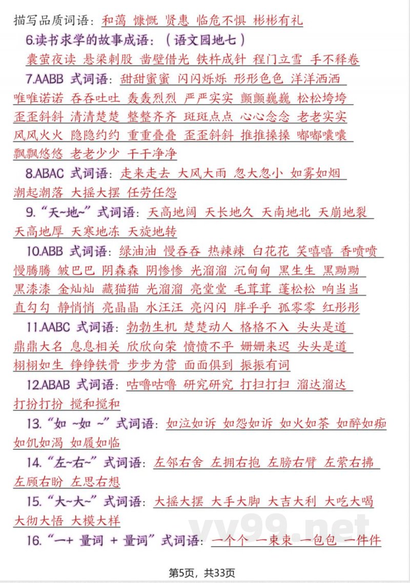 四年级下册语文期末复习必考知识点