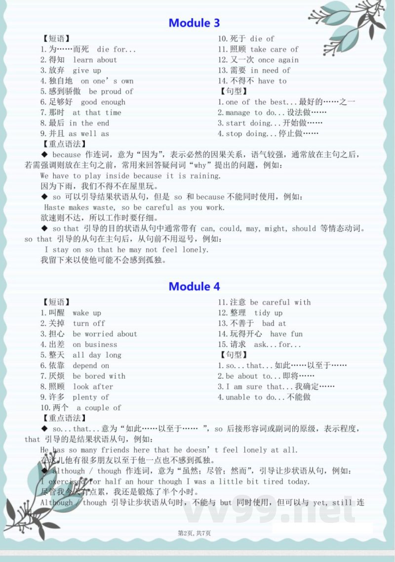 外研版（24新）九年级英语上册知识点