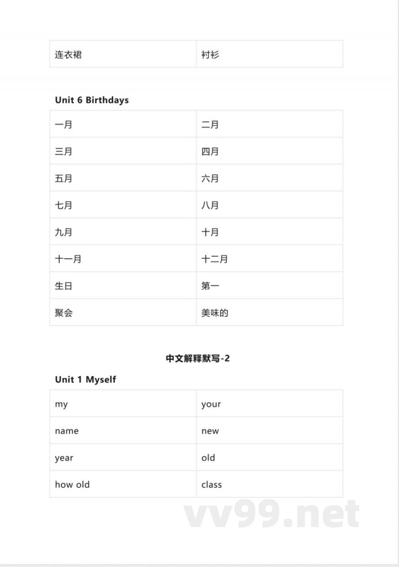 人教新起点版小学英语三年级上册单词默写 人教新起点版小学英语三年级上册单词默写
