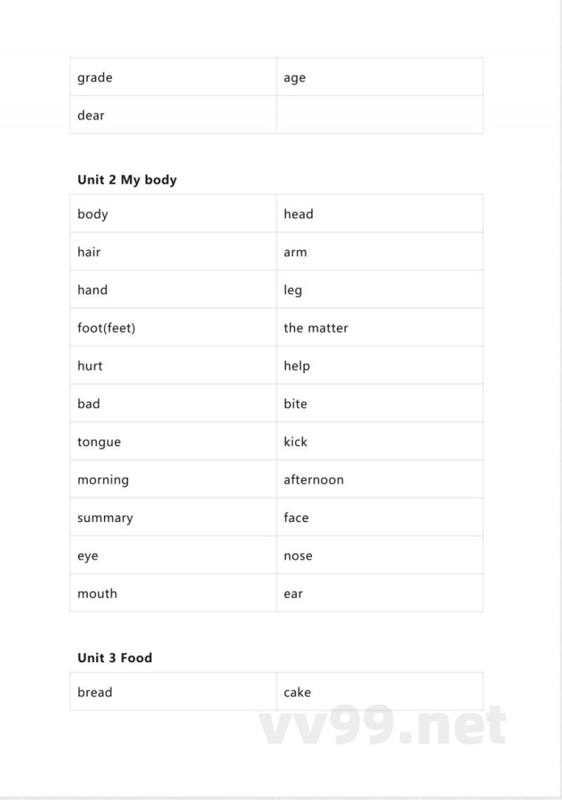 人教新起点版小学英语三年级上册单词默写 人教新起点版小学英语三年级上册单词默写