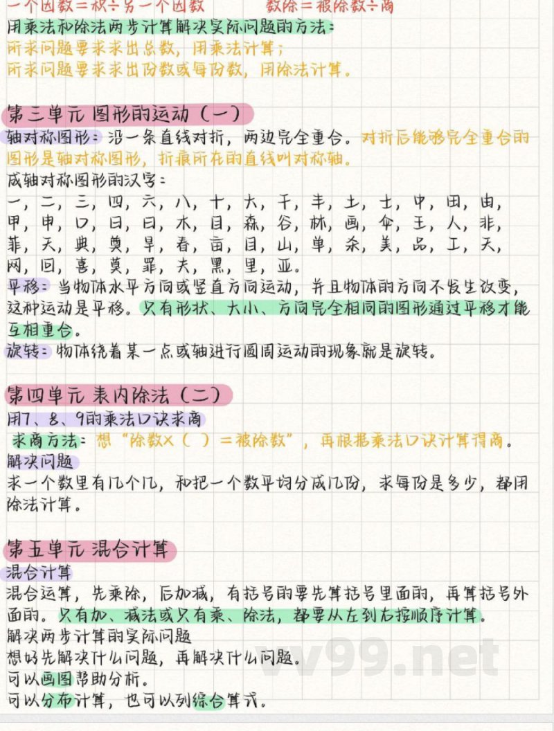 人教版二年级数学（下册）核心考点