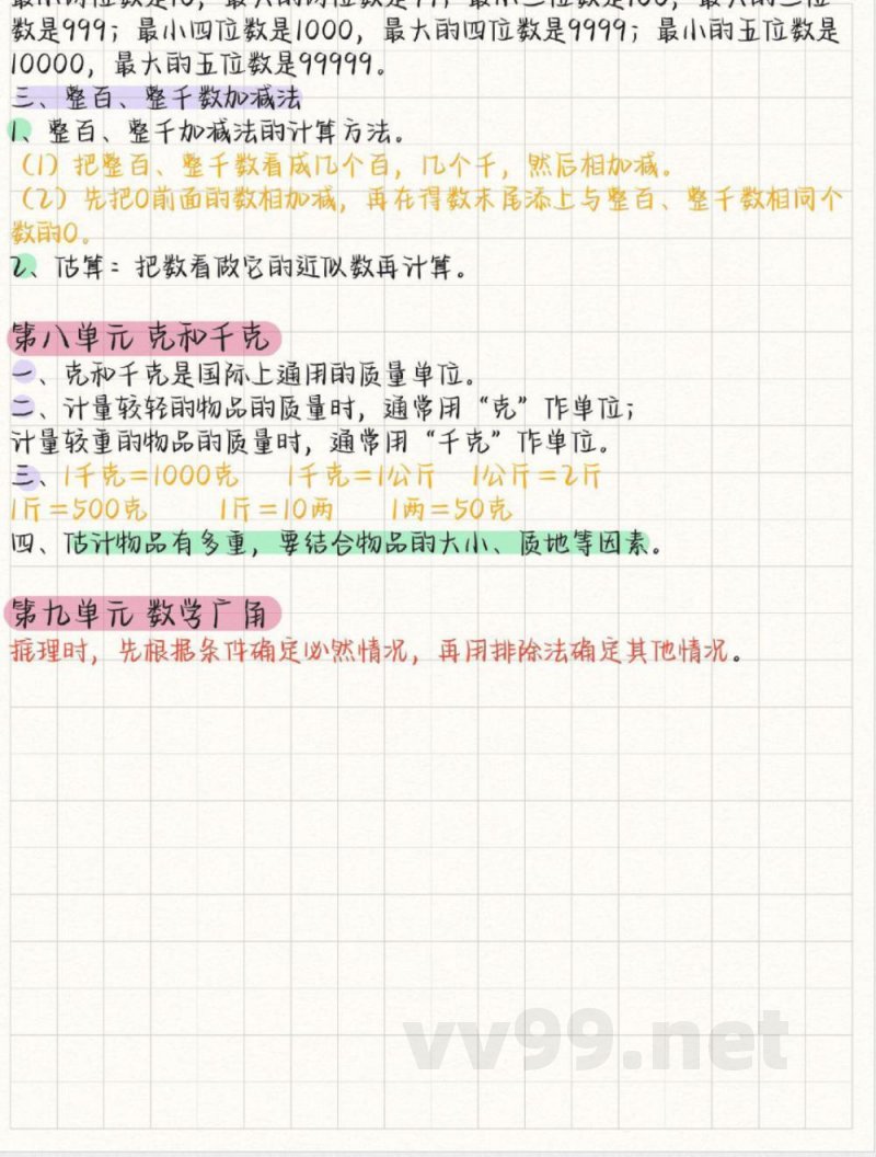 人教版二年级数学（下册）核心考点