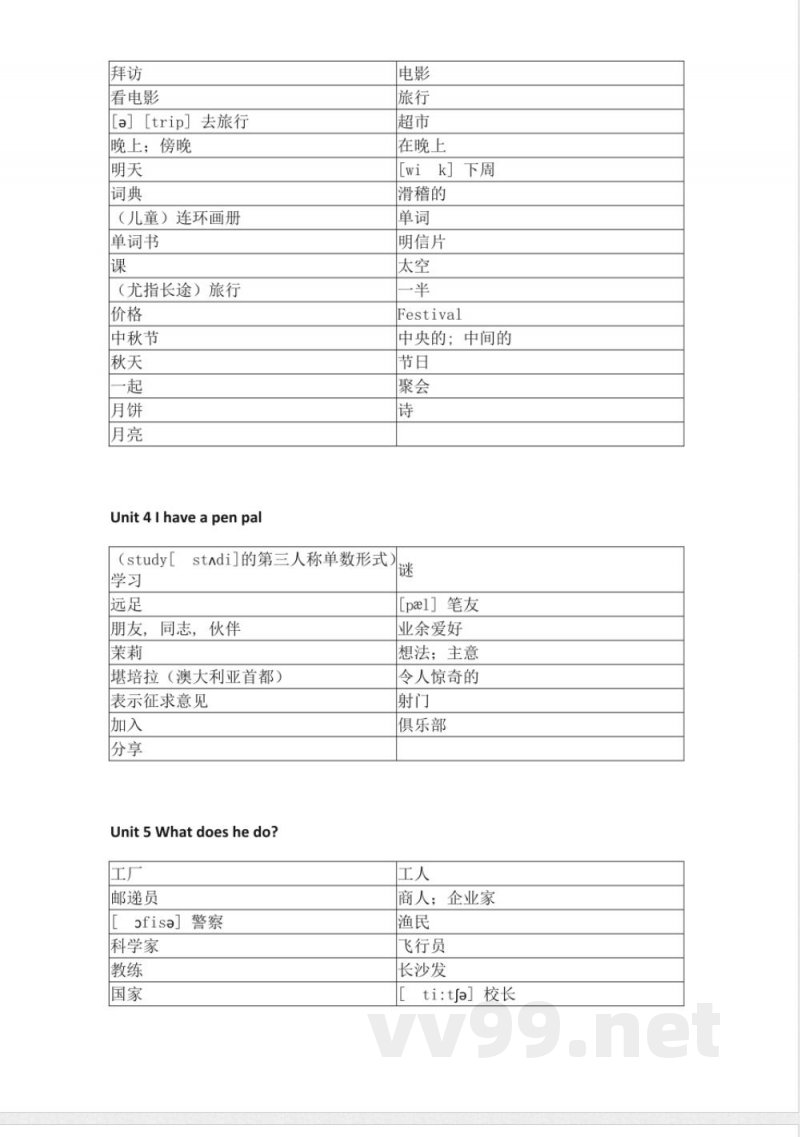 人教PEP版小学英语六年级上册单词默写