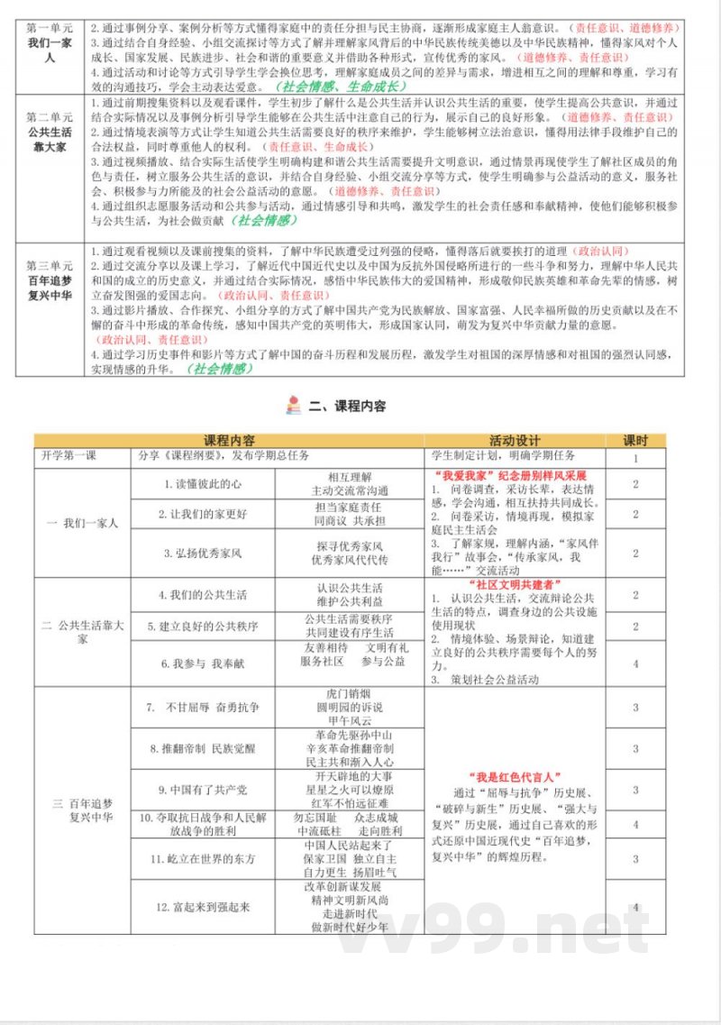 统编版道德与法治五年级下册课程纲要教材解析