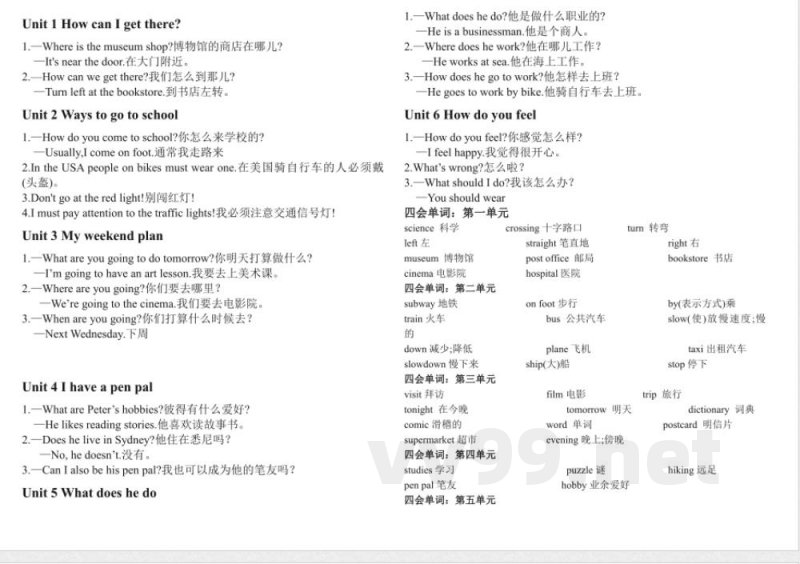 六年级英语上册知识点概括 六年级英语上册知识点概括
