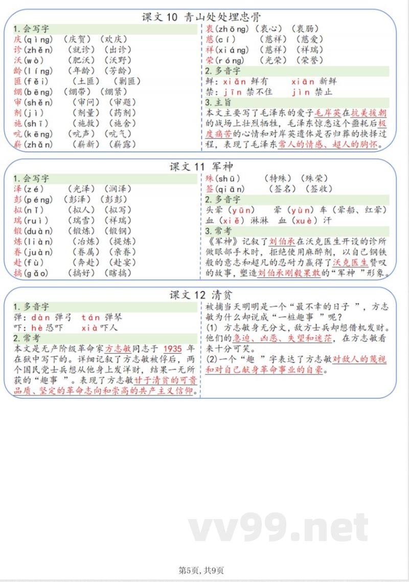 五年级下册语文知识点(裁剪版)