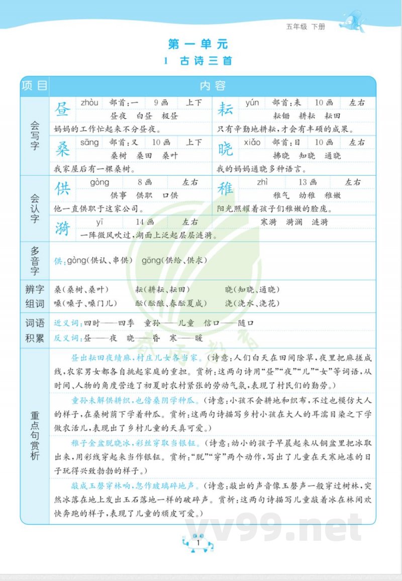 五年级语文下册知识点总结