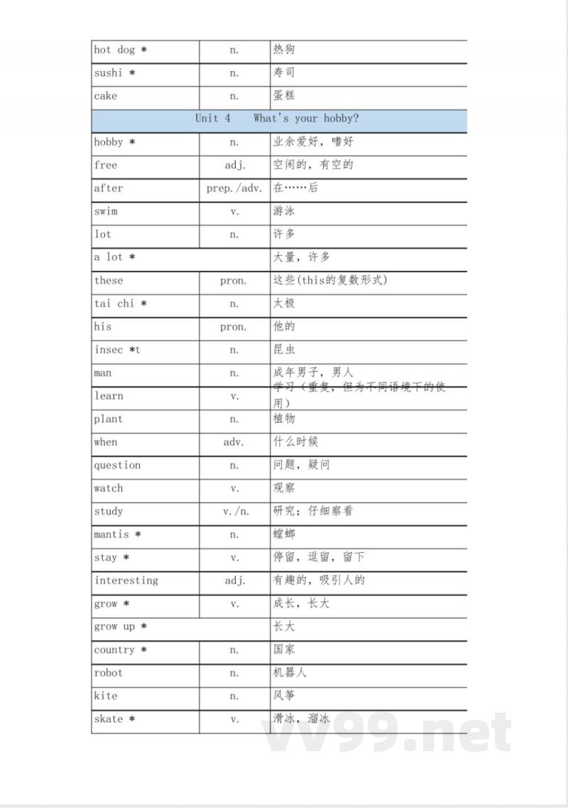 外研版(2024版)小学英语三年级下册单词 外研版(2024版)小学英语三年级下册单词