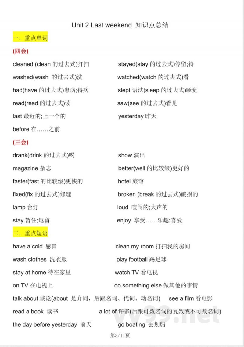《六年级下册英语单元知识点总结》【人教PEP版】