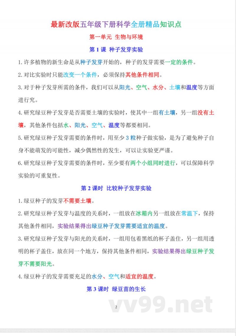 教科版五年级下册科学全册精编知识点 教科版五年级下册科学全册精编知识点