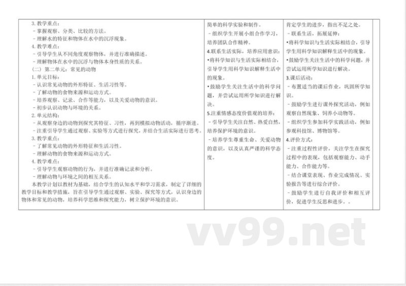 2025教科版科学一年级下册教学计划