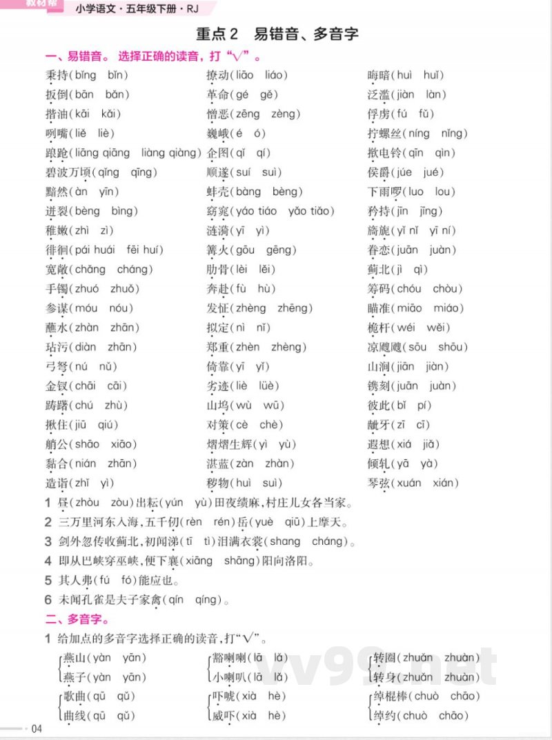 统编版语文五年级下册《期末专项培优练》 统编版语文五年级下册《期末专项培优练》