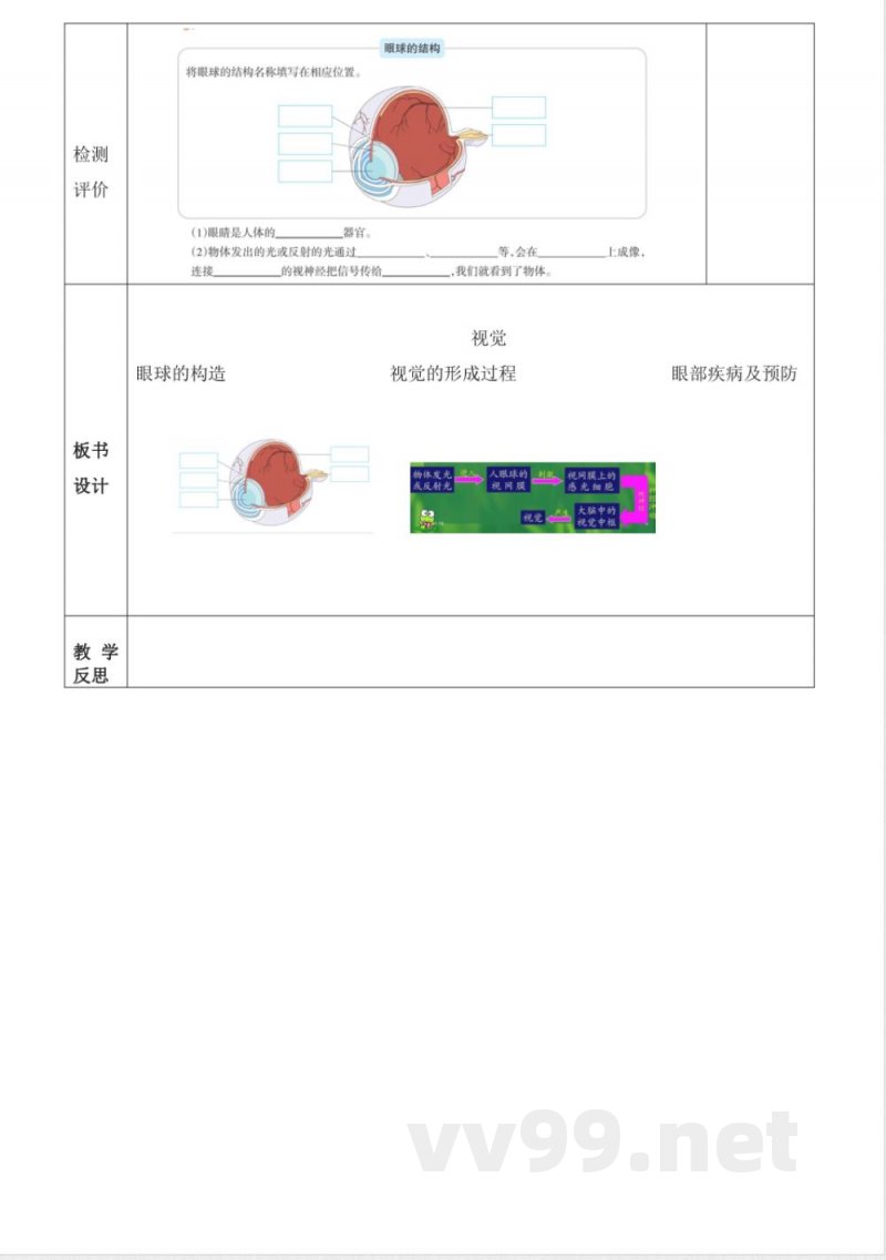 1 视觉 教学设计 科学六年级下册青岛版 1 视觉 教学设计 科学六年级下册青岛版