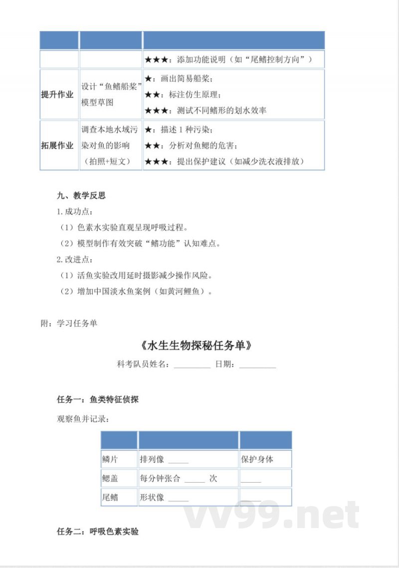 1.2《鱼》教学设计 2025青岛版科学三年级上册 1.2《鱼》教学设计 2025青岛版科学三年级上册