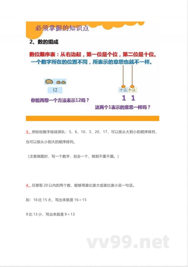 小学一年级上册-北师大版数学重点知识点 小学一年级上册-北师大版数学重点知识点