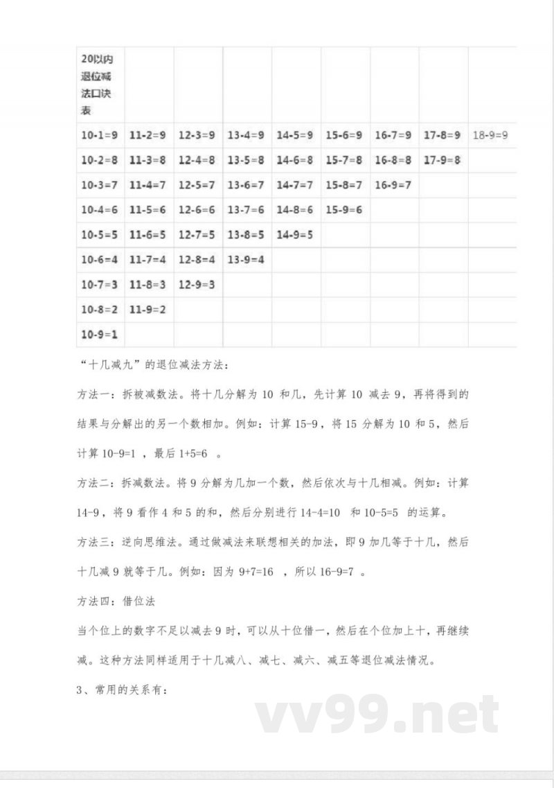 北师大版一年级数学下册知识点归纳