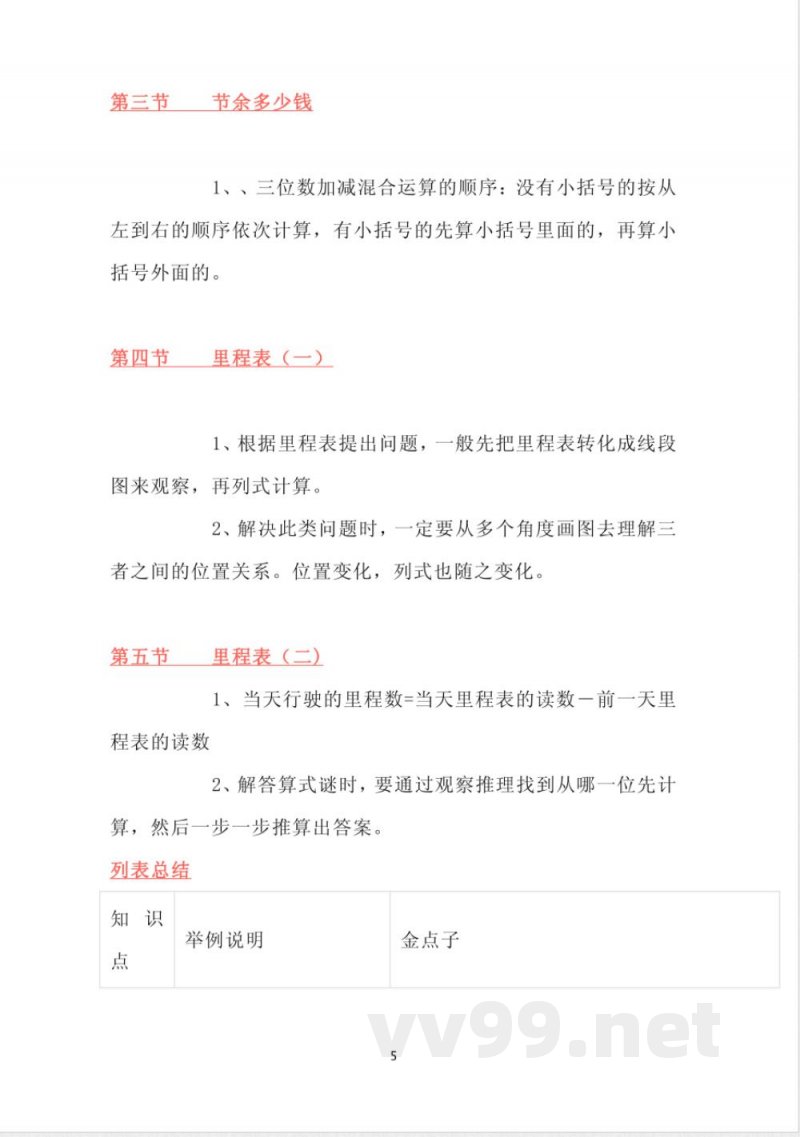 北师大版数学三年级上册知识点汇总 北师大版数学三年级上册知识点汇总