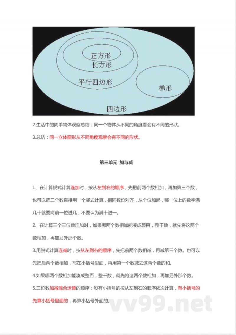 北师大版三年级数学上册知识点汇总 北师大版三年级数学上册知识点汇总