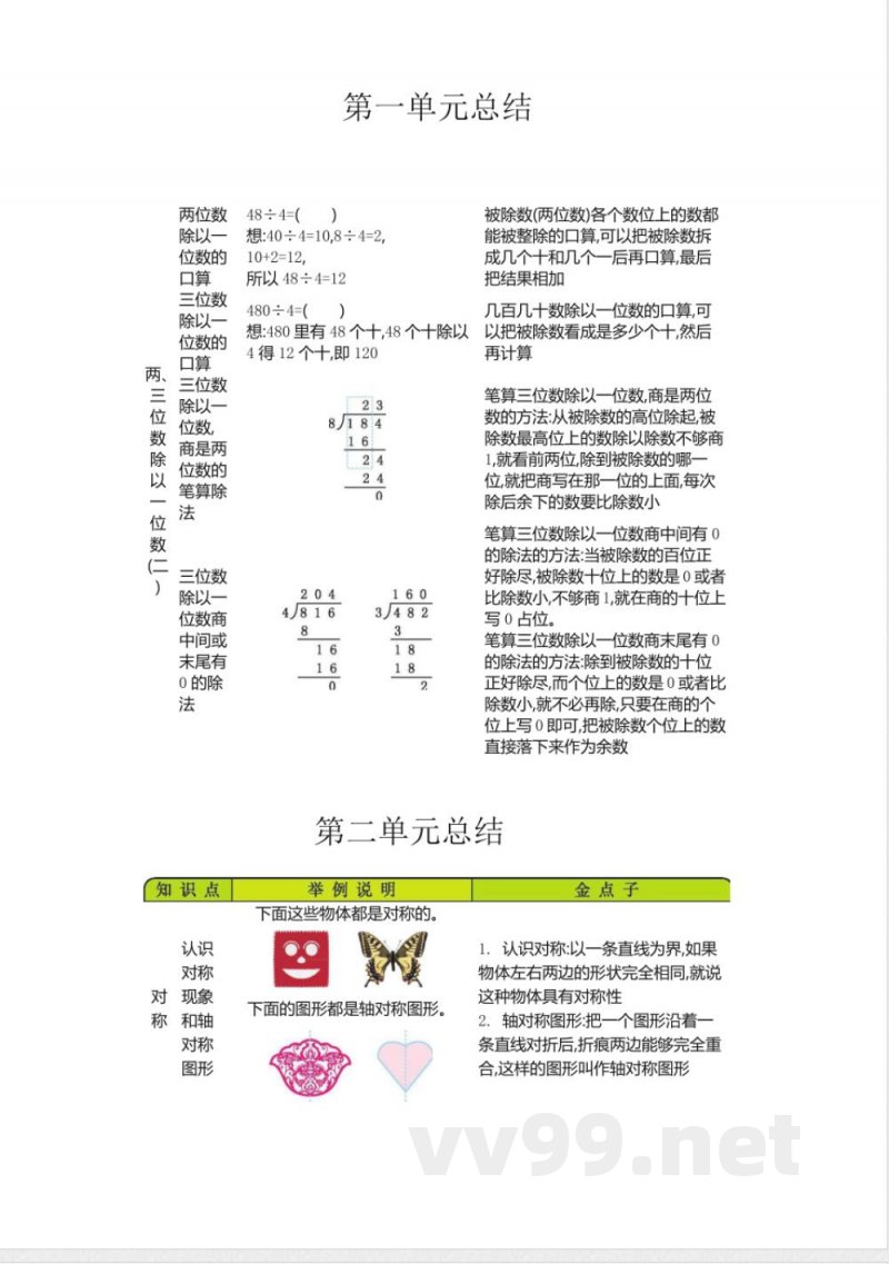 三年级（下册）青岛版数学全册重点(1)