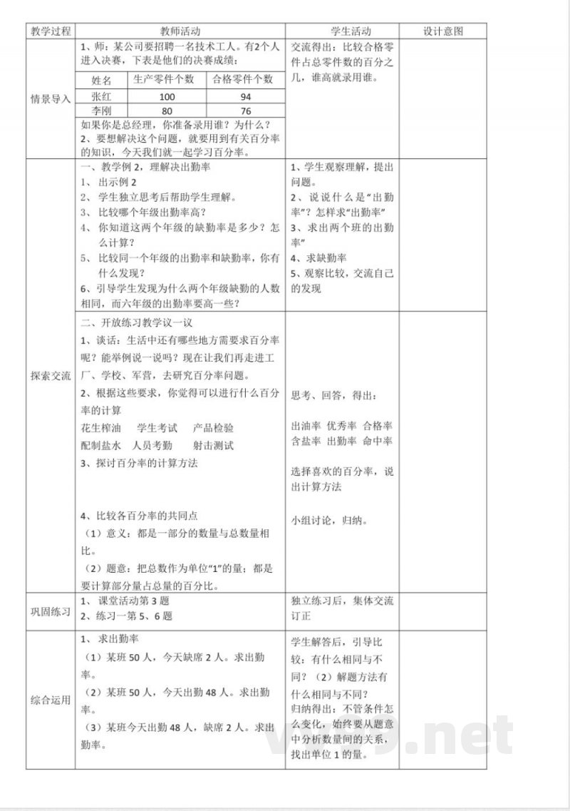 西师大版小学数学六年级下册全册教案