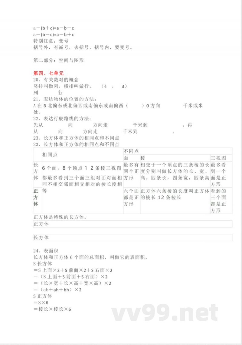 青岛版数学五年级下册单元知识点_小学五年级