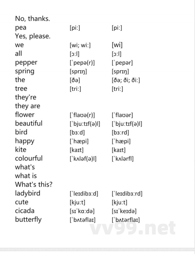 译林版一年级下册英语同步单词表 译林版一年级下册英语同步单词表