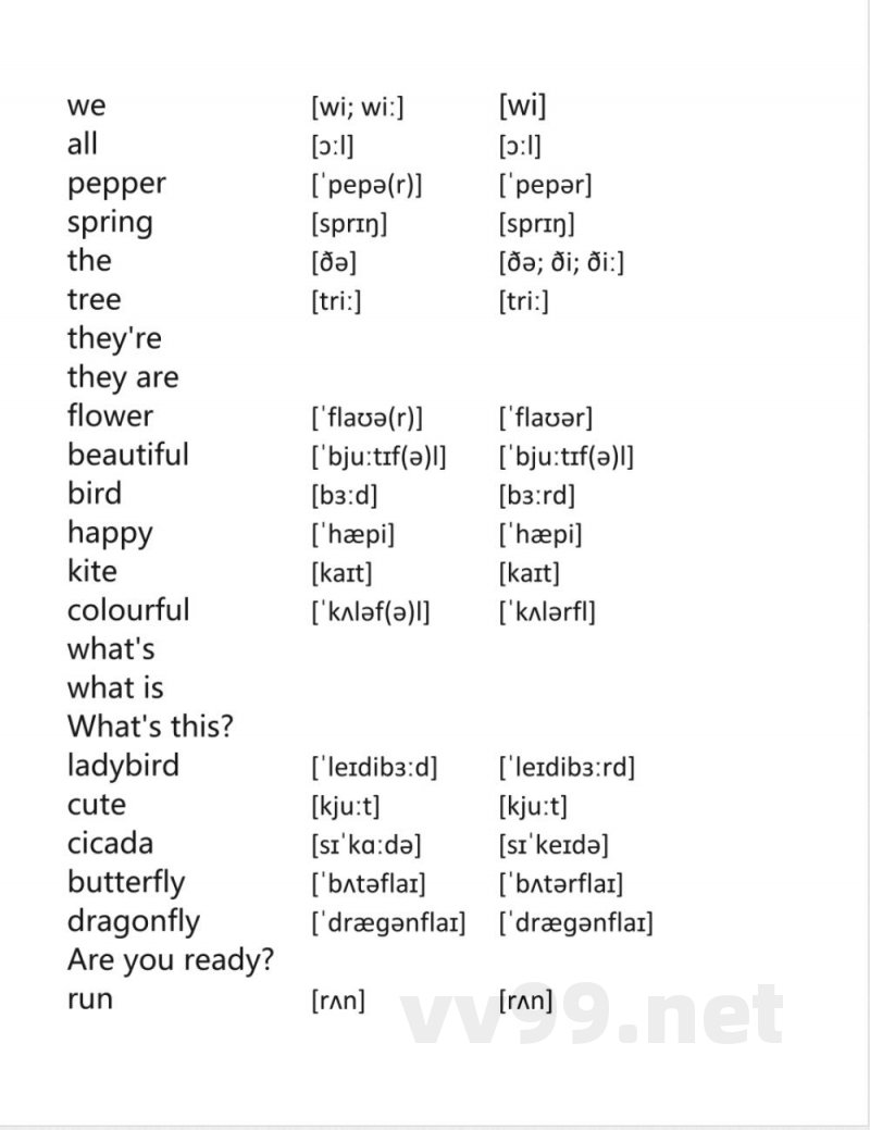 译林版一年级下册英语同步单词表 译林版一年级下册英语同步单词表