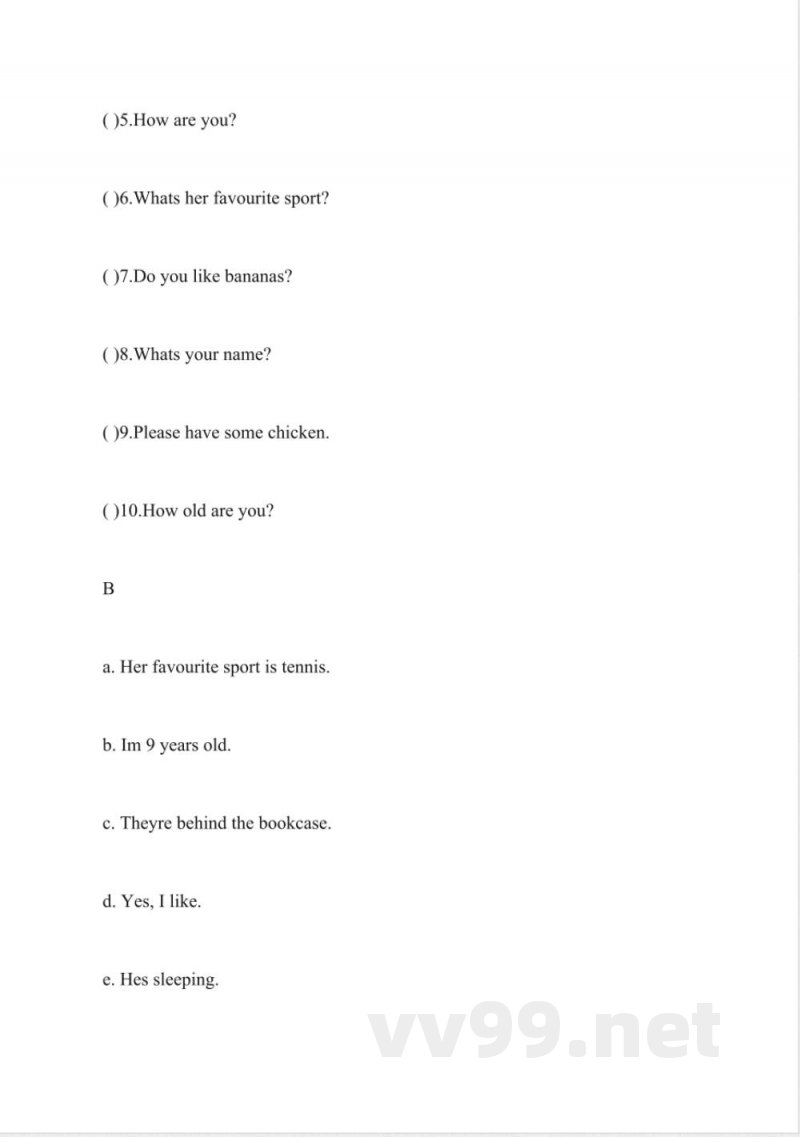 小学英语一年级下册同步练习