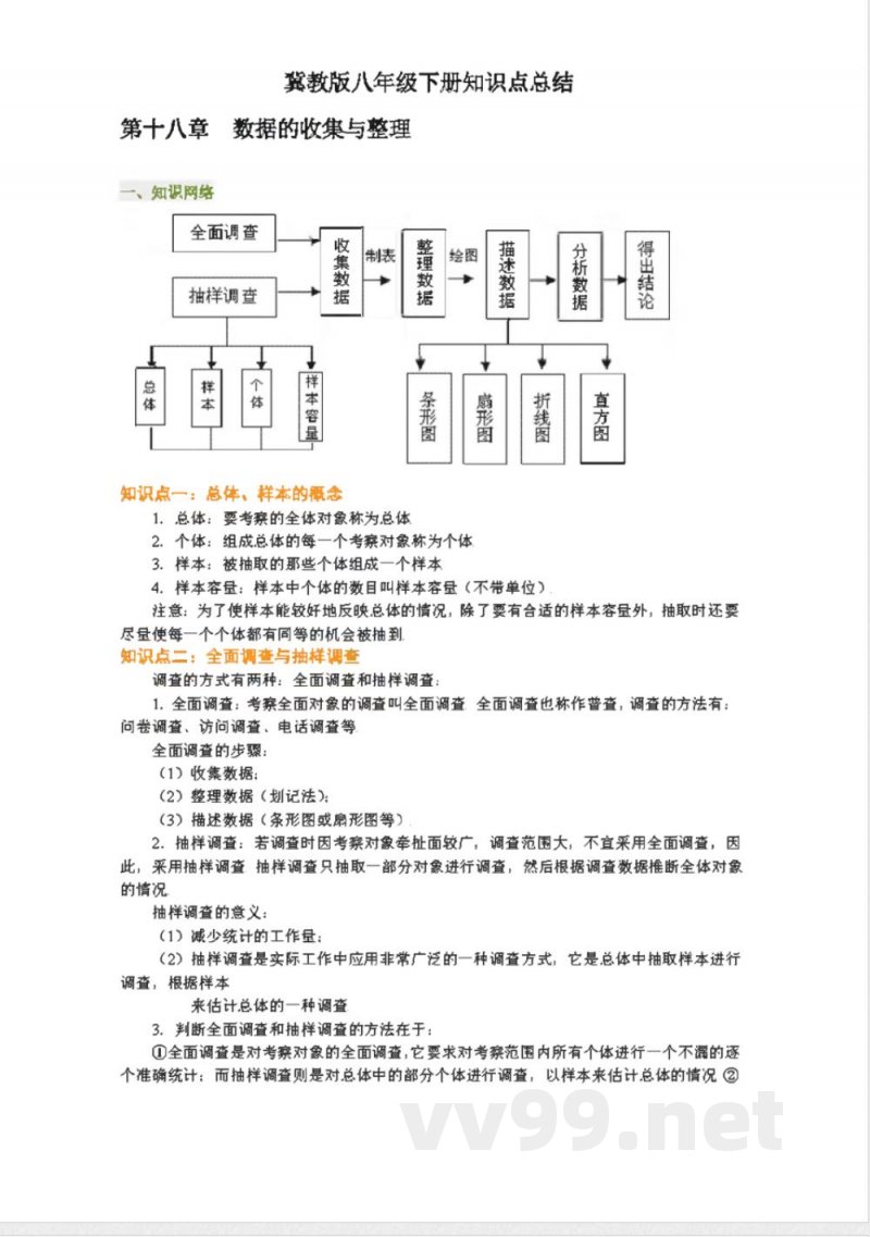 冀教版初中数学8年级下册知识点
