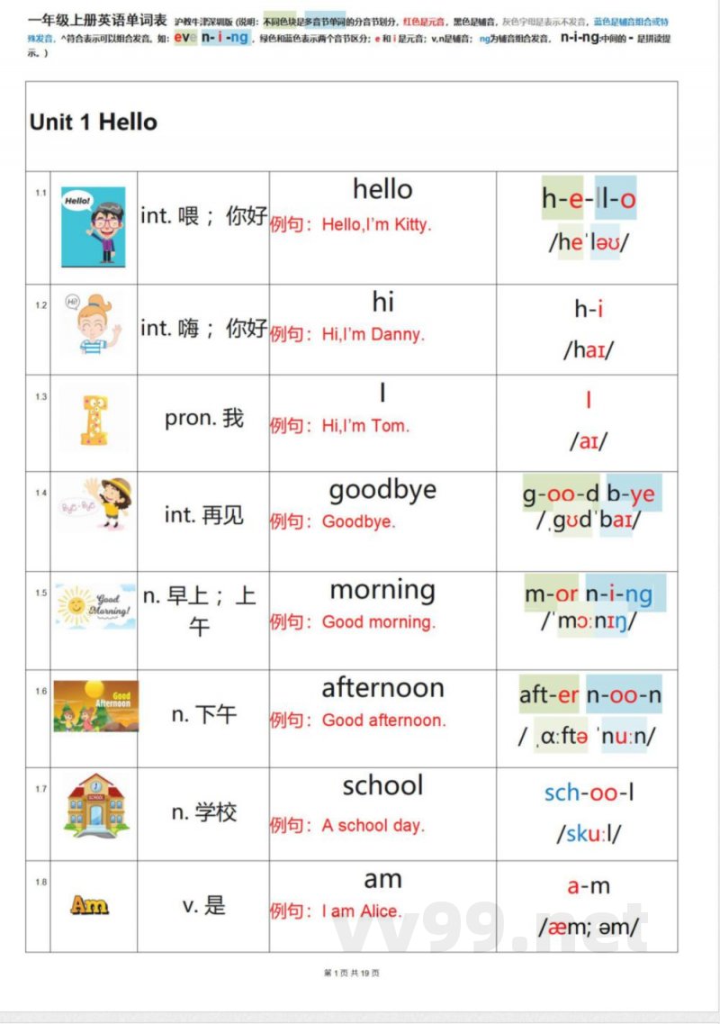 一年级上册英语(沪教牛津深圳版)