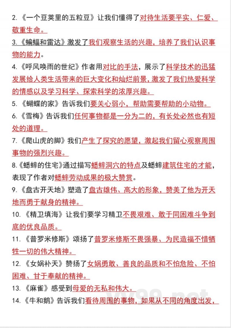 统编版语文四年级上册必背知识点（PDF版）