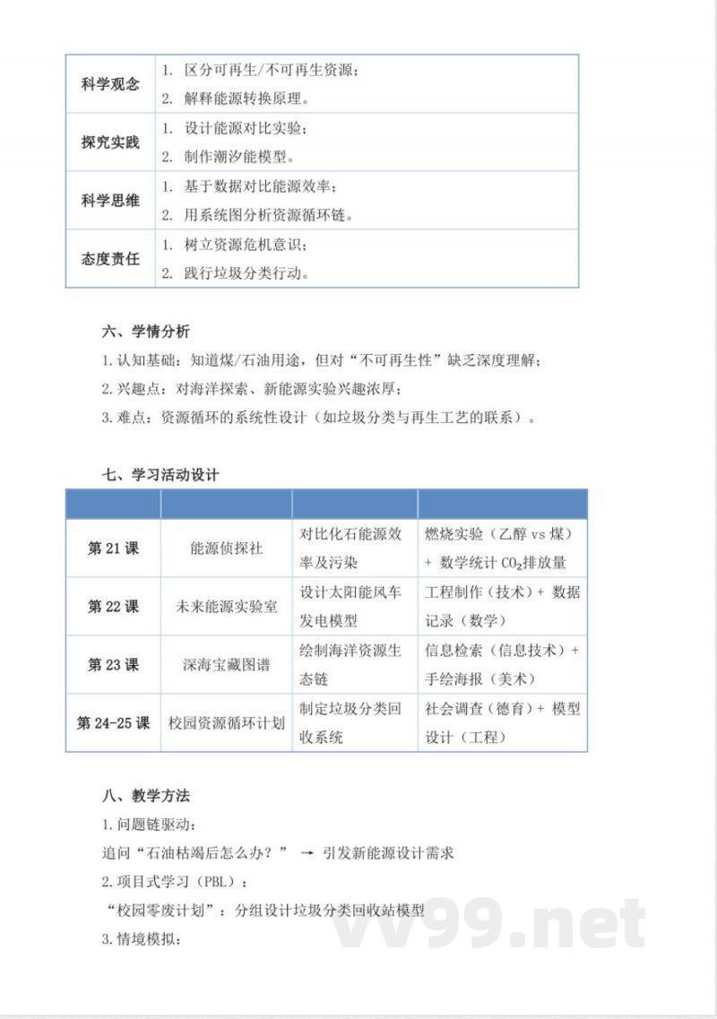 青岛版科学五年级上册第七单元《地球资源》大单元整体教学设计
