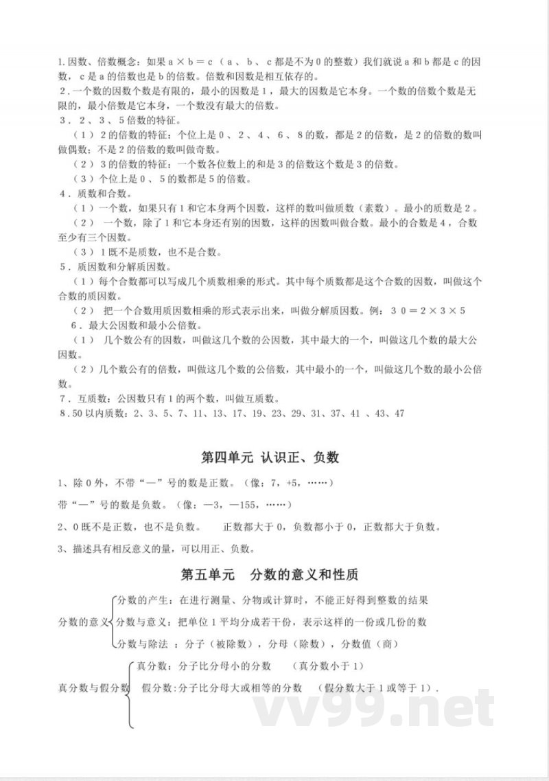 青岛版数学四年级下册知识点归纳