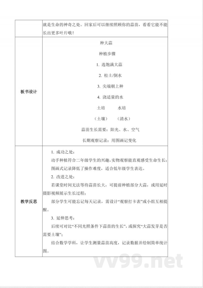 1.5 种大蒜（教学设计）科学青岛版二年级上册（新教材）