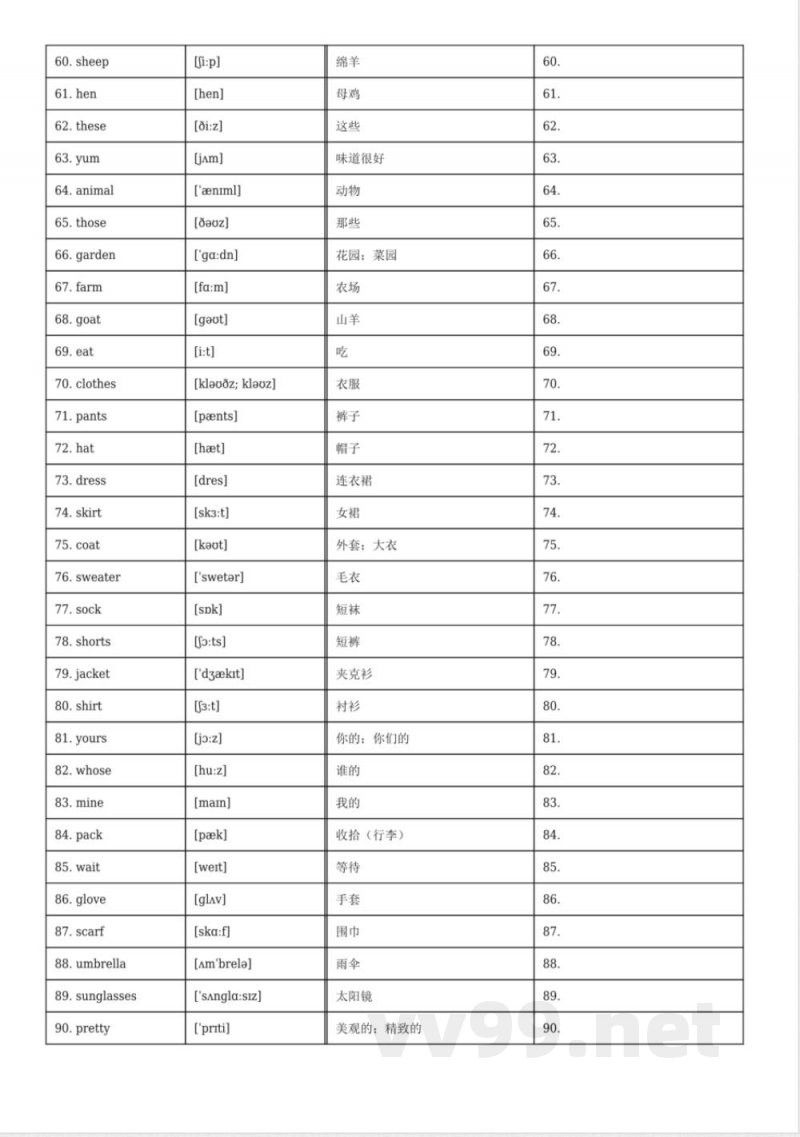 四年级英语下册人教PEP版单词默背卡