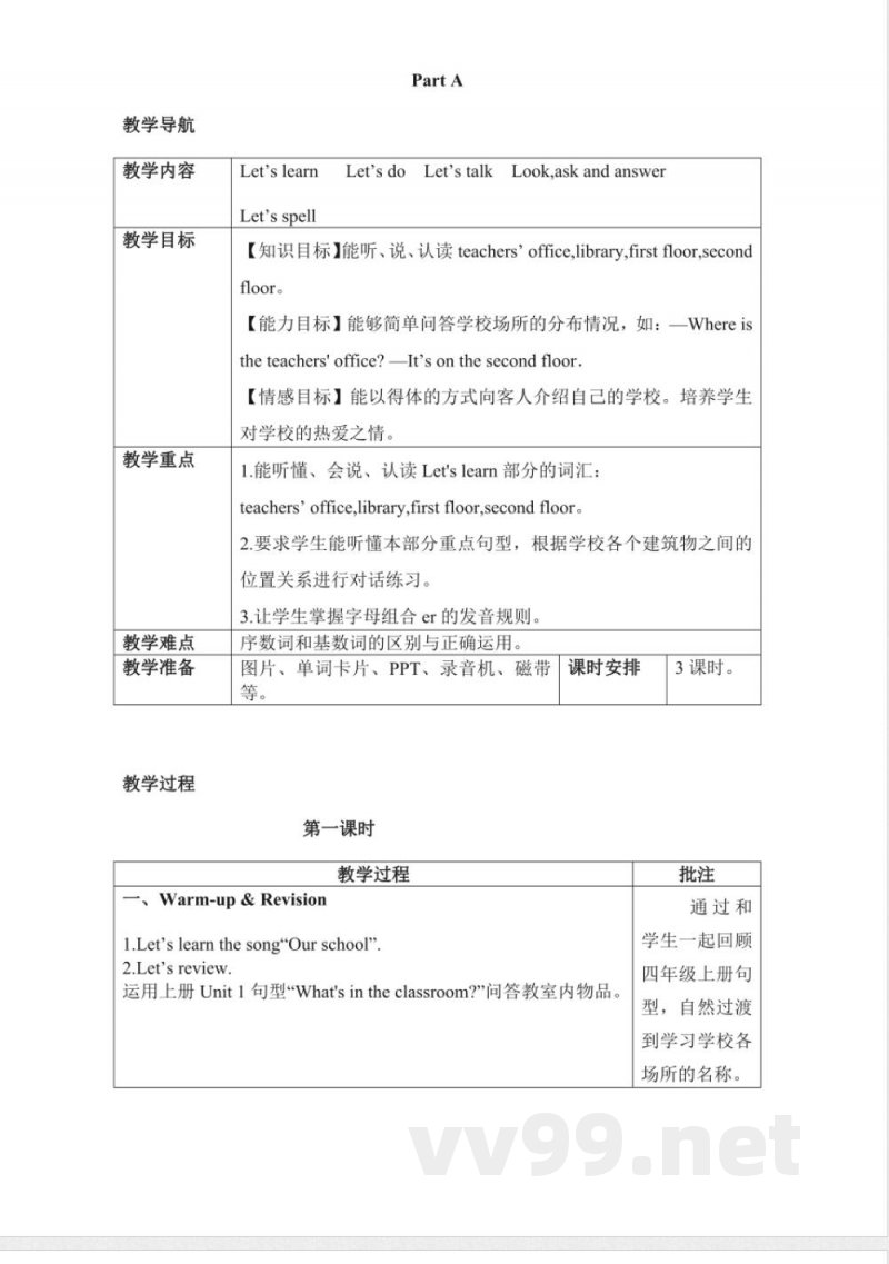 人教PEP版英语四年级下册全册教案