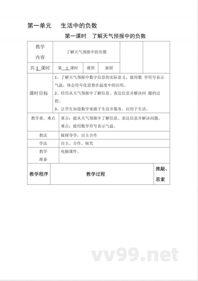 冀教版小学数学六年级下册全册教案