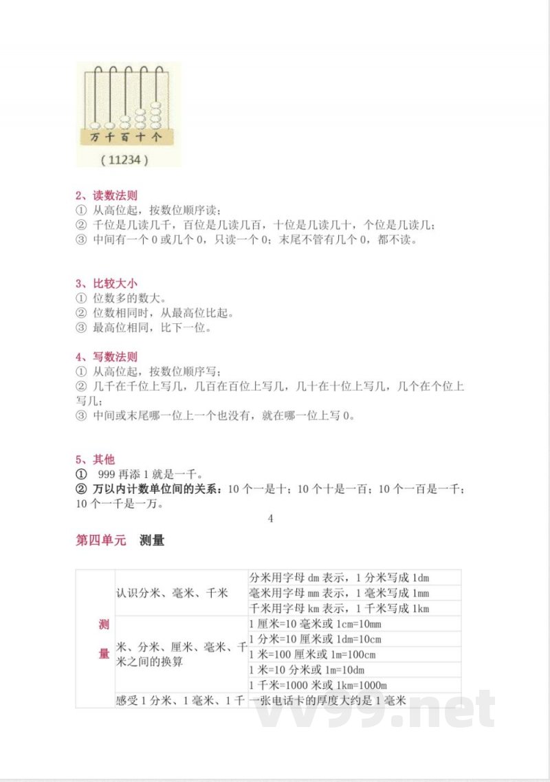 北师大版二年级（下册）数学知识要点归纳