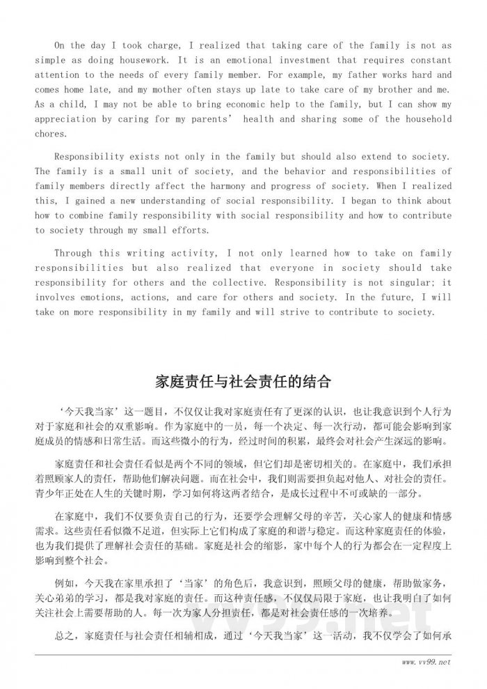 今天我当家作文：从写作中认识责任与家庭角色