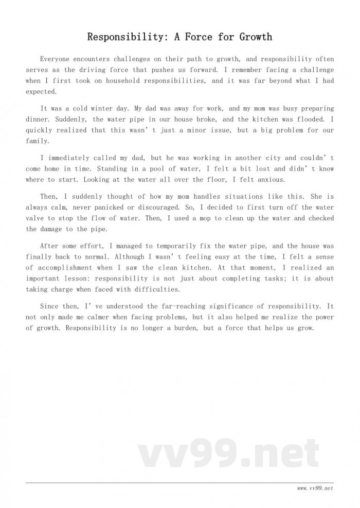 今天我当家作文：成长中的责任与担当